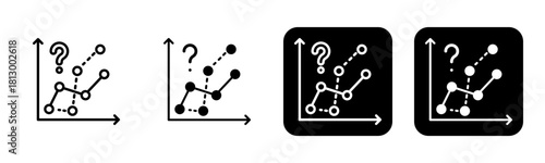 Forecasting Icon Line and Black Fill Style Collection