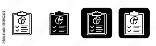 Data Icon Line and Black Fill Style Collection