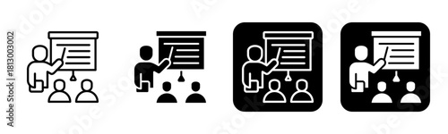 Course Icon Line and Black Fill Style Collection