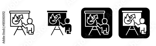 Presentation Icon Line and Black Fill Style Collection