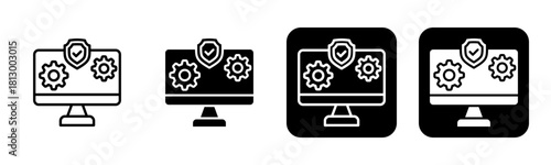 Information System Icon Line and Black Fill Style Collection