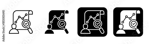 Audit Icon Line and Black Fill Style Collection