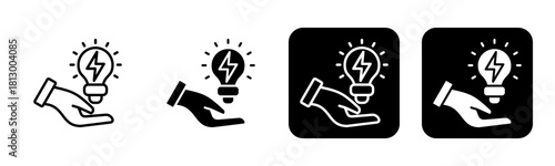 Energy Saving Icon Line and Black Fill Style Collection