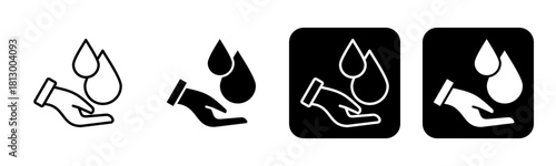 Save Water Icon Line and Black Fill Style Collection