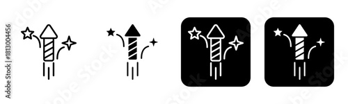 Fireworks Icon Line and Black Fill Style Collection
