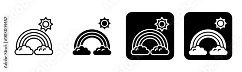 Rainbow Icon Line and Black Fill Style Collection