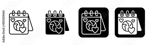 Honeymoon Icon Line and Black Fill Style Collection