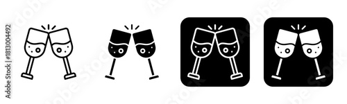 Champagne Icon Line and Black Fill Style Collection