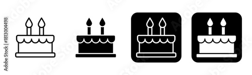 Cake Icon Line and Black Fill Style Collection