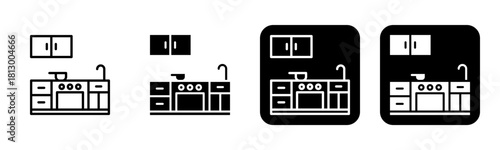 Kitchen Icon Line and Black Fill Style Collection