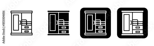 Wardrobe Icon Line and Black Fill Style Collection