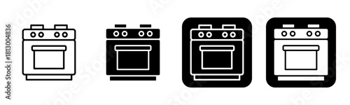 Stove Icon Line and Black Fill Style Collection