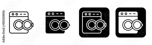 Washing Machine Icon Line and Black Fill Style Collection