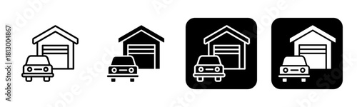 Garage Icon Line and Black Fill Style Collection