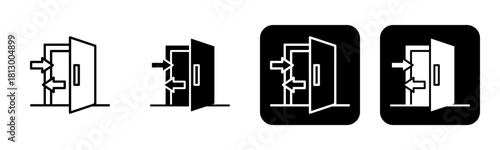 Door Icon Line and Black Fill Style Collection