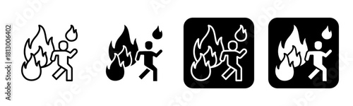 Evacuation Icon Line and Black Fill Style Collection