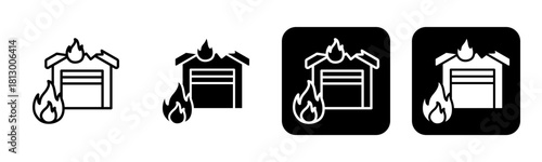 Fire Icon Line and Black Fill Style Collection