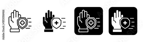 Safety Measures Icon Line and Black Fill Style Collection