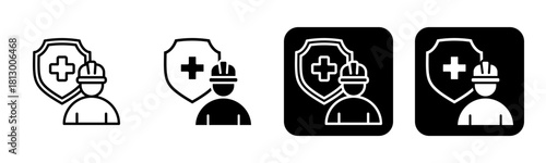 Work Safety Icon Line and Black Fill Style Collection