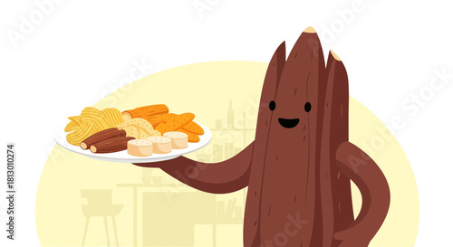Friendly Woodland Creature Presenting Plate Of Delicious Snacks In An Appealing Manner
