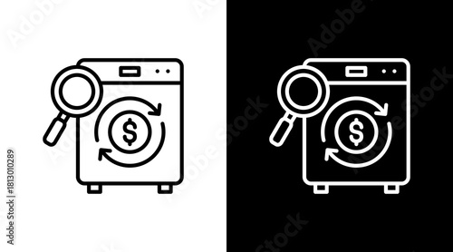 Money Laundering White Icon Set Design