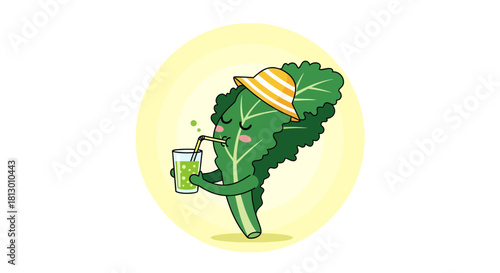 Happy Vegetable Enjoys a Refreshing Drink on Summer, Surrounded by Happiness and Joy