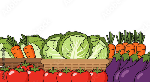 Healthy And Fresh Vegetables Displayed In Baskets Ready To Sell Or To Eat
