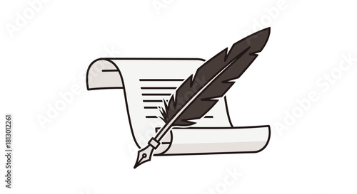 Craft your story with a quill pen and parchment a symbol of classic writing and timeless communication for authors and history enthusiasts, Generative AI.
