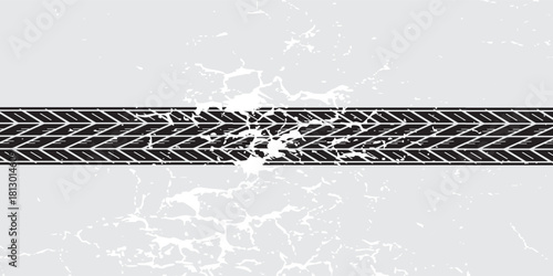 Auto tire tread grunge element. Car and motorcycle tire pattern, wheel tyre tread track. Black tyre print. Modern Vector Eps10