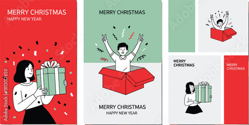 Christmas and New Year Greetings with Gift Boxes and Festive Decorations