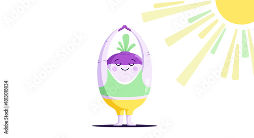 Joyful Carrot Character Practices Yoga in Sunshine, Embracing Tranquility and Nature