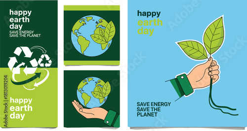 Happy Earth Day Celebrating Our Planet with Eco-Friendly Symbols and Conservation Messages