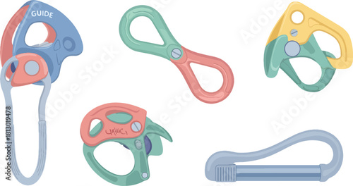 Colorful Plastic Baby Teething Toys Set on White Background