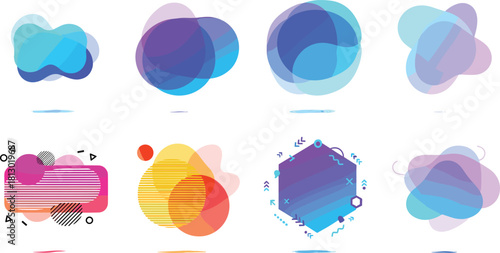 A versatile collection of modern abstract liquid blob shapes with vivid color gradients, ideal for contemporary graphic design elements