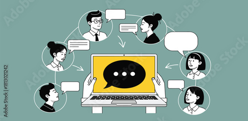 Team Communication Online Chat and Collaboration Platform Concept