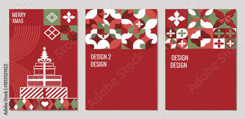 Festive Geometric Christmas Card Designs with Abstract Holiday Elements