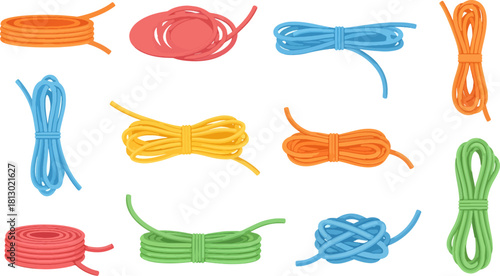 Colorful Coiled Rope Ties Set in Bright Colors for Craft and Decorative Use