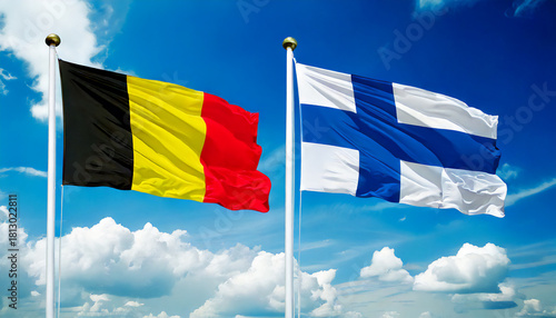 ベルギーの国旗とフィンランドの国旗(Belgium flag & Finland flag.)
