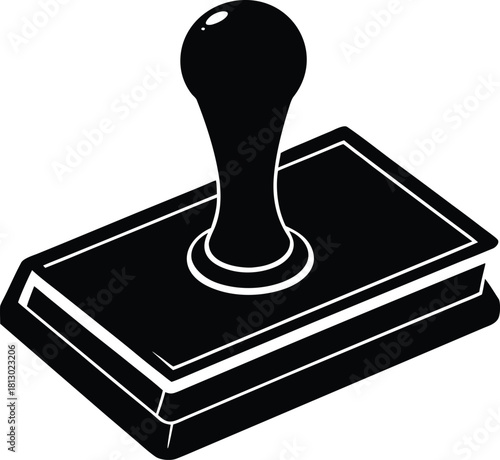 Realistic stamp pad with a bold ink imprint and textured edges