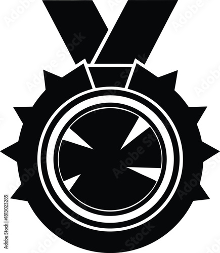 Abstract smashed medal award emblem design