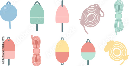 Colorful Children's Jump Ropes and Bouncing Balls Set in Pastel Colors