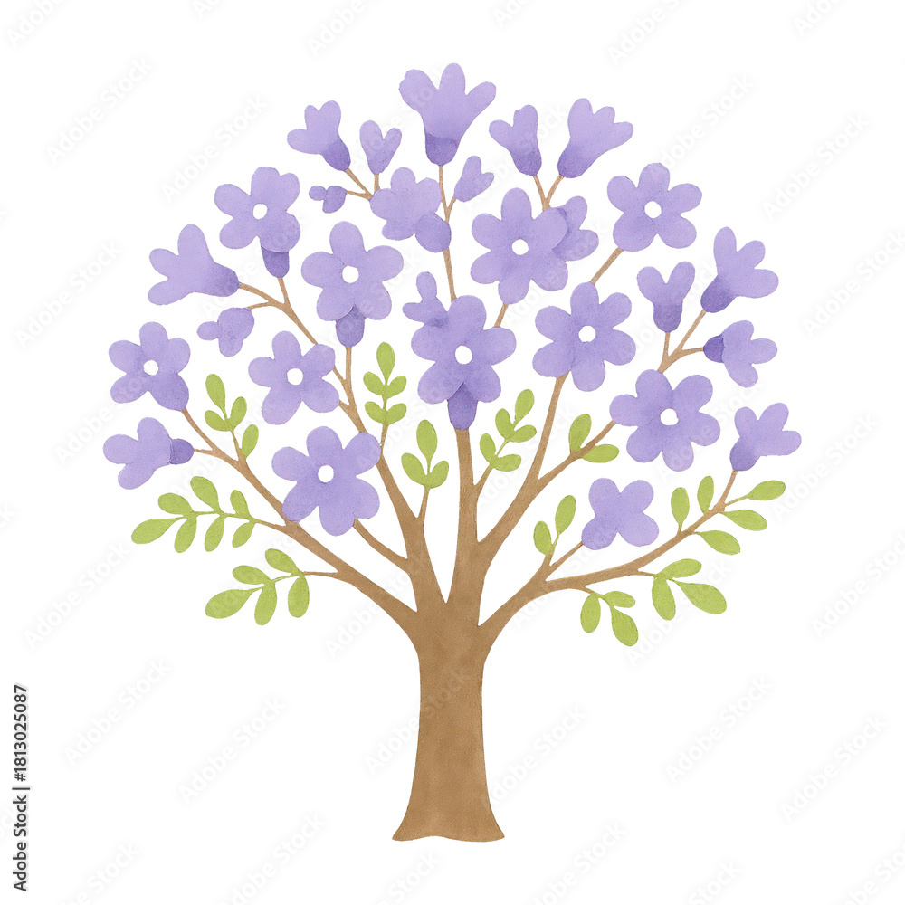 Obraz premium PNG Whimsical purple floral tree illustration.