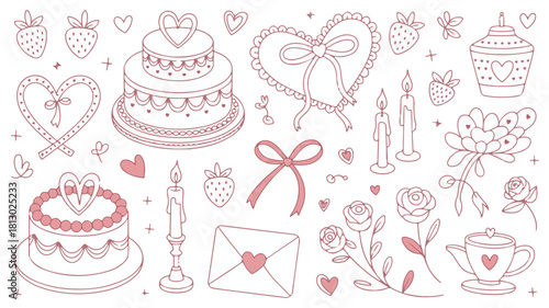 Romantic Doodle Elements for Valentine's Day or Love Celebration