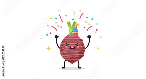 Joyful Celebration Featuring Root Vegetable Character And Festive Elements