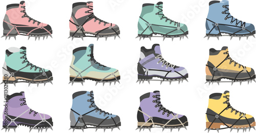 Colorful Ice Skates in Various Pastel Shades on White Background
