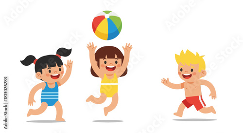 Joyful Children Playing With A Beach Ball, Enjoying Life's Happy Moments Always