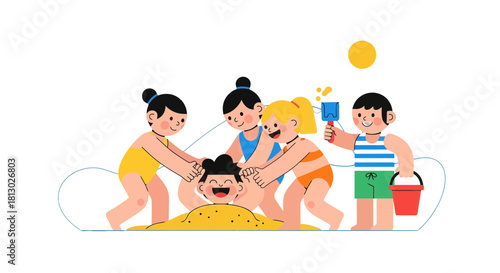 Joyful Summer Fun: Kids Playing Together, Embracing Warmth, and Engaging Activities