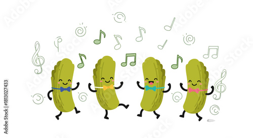 Joyful Musical Snacks Perform a Delightful Dance in Animated Musical Celebration