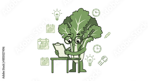 Lettuce Writer and Planner Crafting New Ideas With Calendars and Clocks for Success