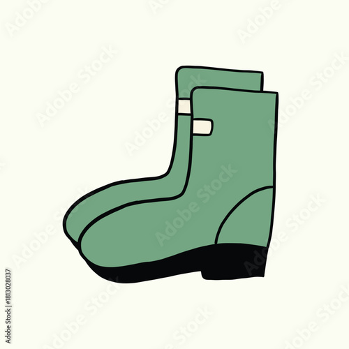 hand drawn rubber boots cartoon illustration